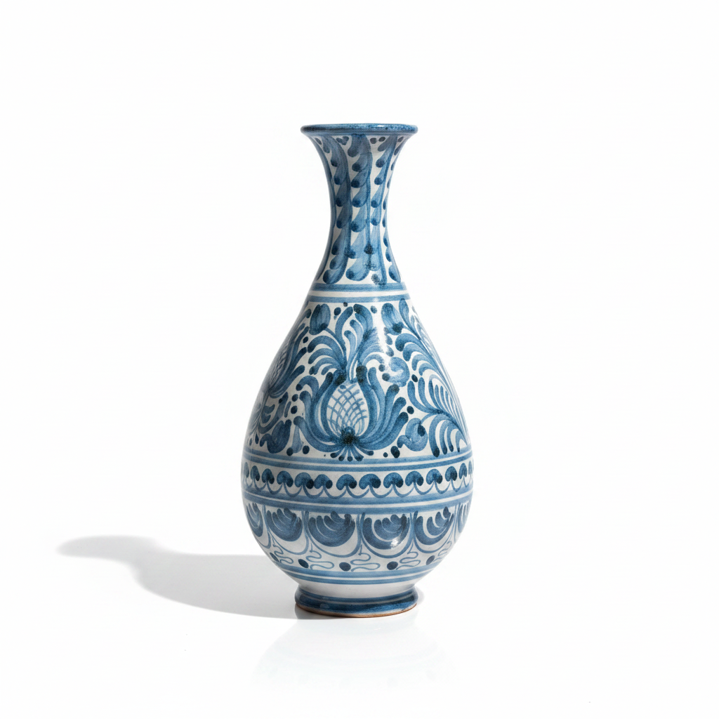 Gerro blau ceràmica fons blanc